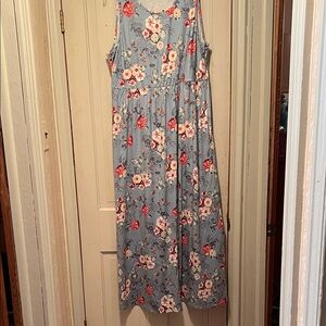 Floral Maxi Dress - Blue and Red